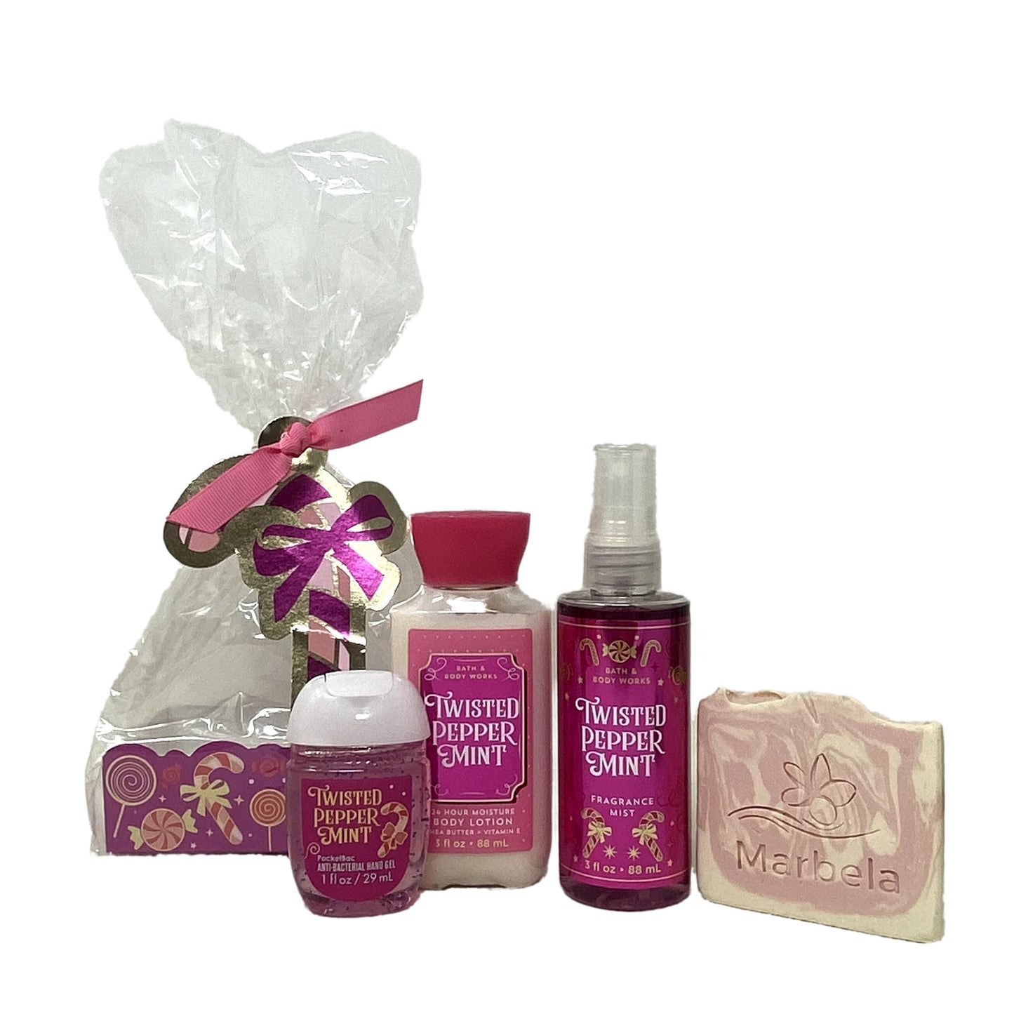 Bath & Body Works Twisted Peppermint Mini 3 Piece Gift Bag Set with a Himalayan Salts Springs Sample Soap - Beauty and Personal Care Bath & Body Works