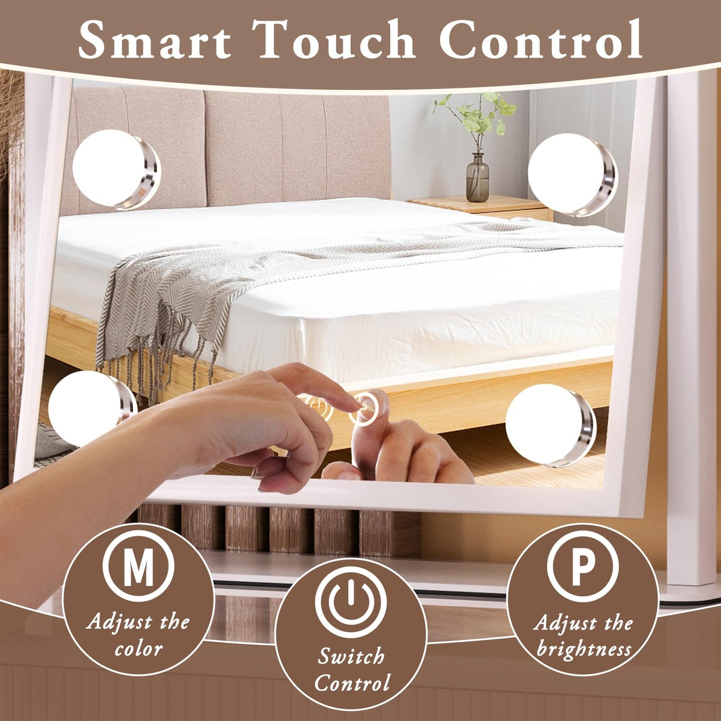 Dirket Vanity Mirror with Lights, Lighted Makeup Mirror Hollywood Makeup Mirror with 9 Dimmable Bulbs and 3 Color Lighting Modes, Smart Touch Control Beauty & Personal Care Dirket