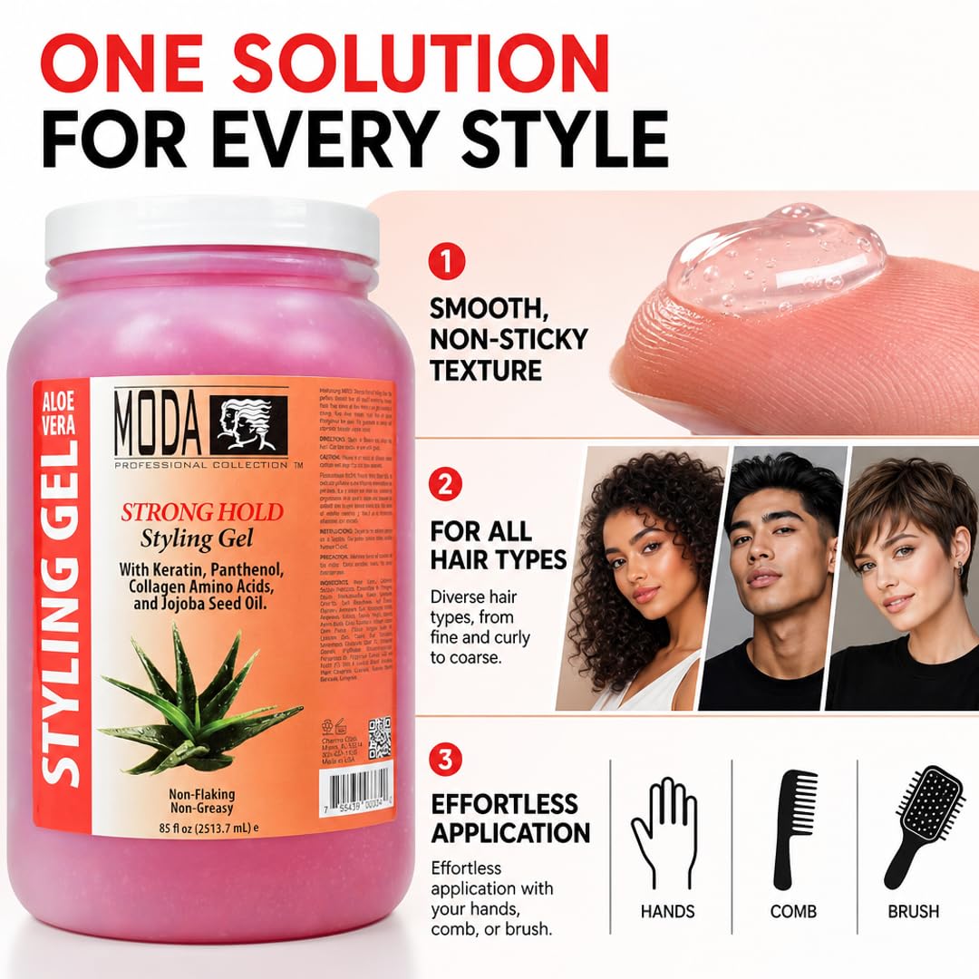 MODA Styling Gel - Flake-Free, All-Day Hold Hair Repair Treatment | Keratin, Collagen, Panthenol, Vitamin E & Glycerin | Alcohol-Free, Sulfate-Free Beauty & Personal Care MODA