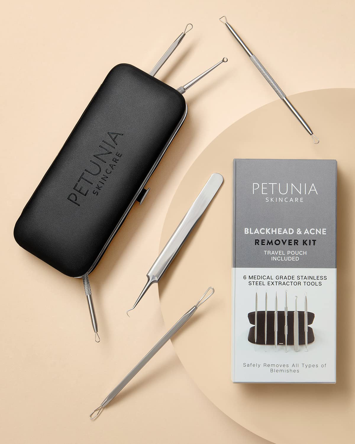 6 Piece Set Pimple Popper Blackhead Remover and Acne Extractor Kit Specifically Treats Face Blemishes Zits and Whiteheads - Perfect Stocking Stuffer Beauty & Personal Care PETUNIA SKINCARE