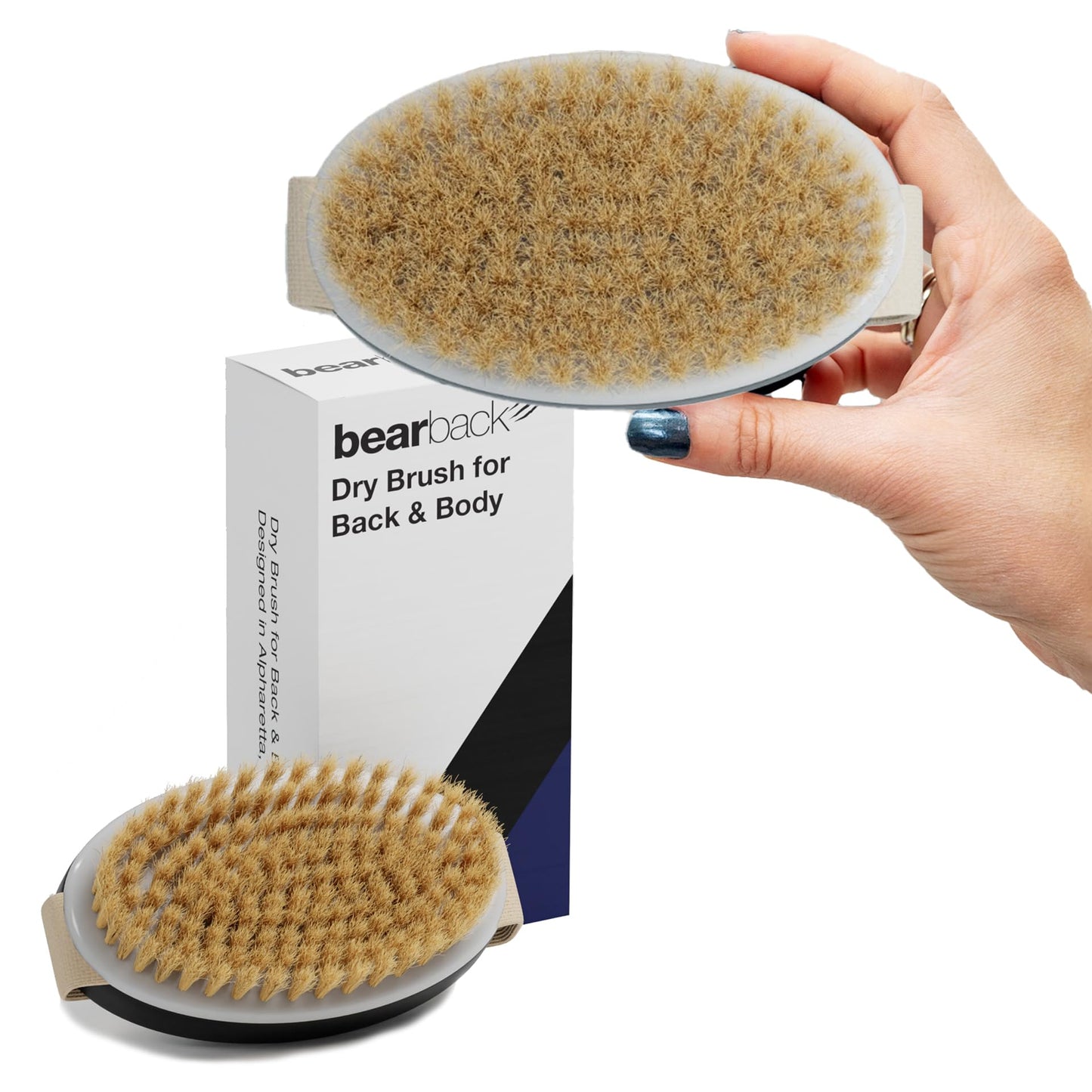 Bearback Dry Brushing Body Brush. Natural Bristle Exfoliating Brush. Smooth Skin - Cellulite Treatment - Lymphatic Drainage - Blood Circulation. Fits Beauty and Personal Care bearback
