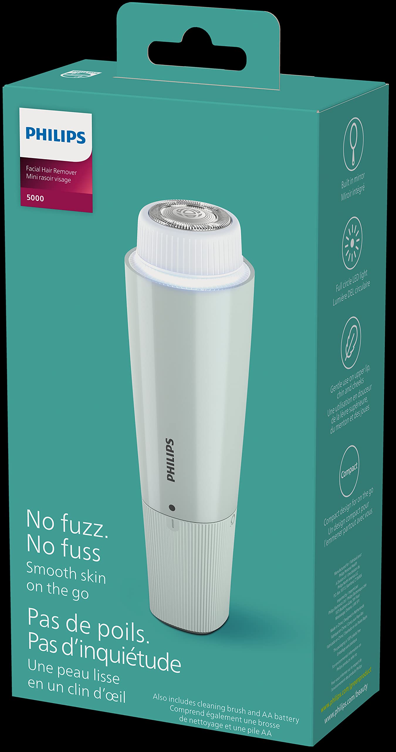 Philips Beauty Series 5000 Women’s Electric Shaver & Groomer, Cordless, Compact, Hypoallergenic, Gentle Hair Removal, Mint Green BRR474/00 Beauty & Personal Care Philips Beauty