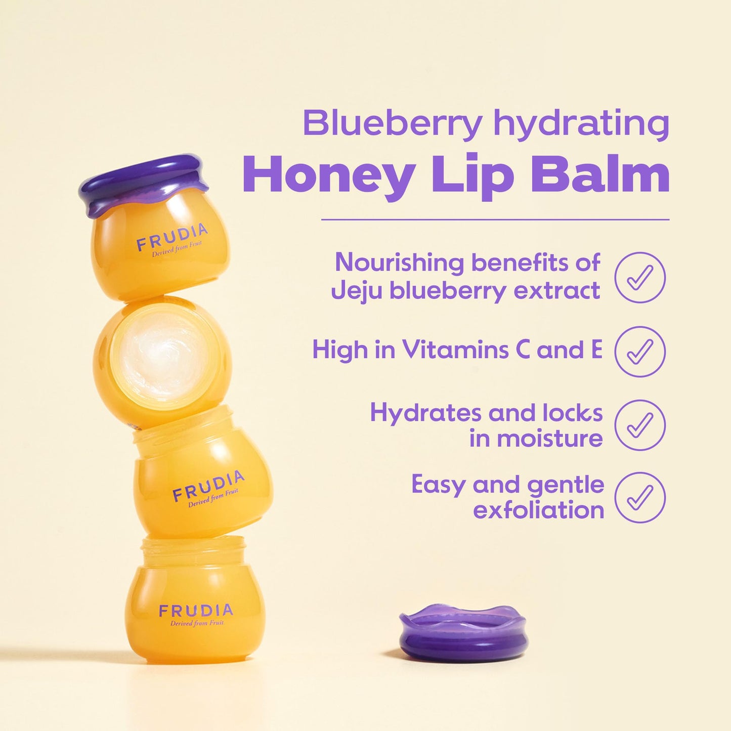 FRUDIA Blueberry Honey Lip Balm Tube - Exfoliating & Moisturizing Dewy Korean Lip Balm for Dry Lips made with Jeju Blueberry & Honey Extracts Beauty and Personal Care FRUDIA