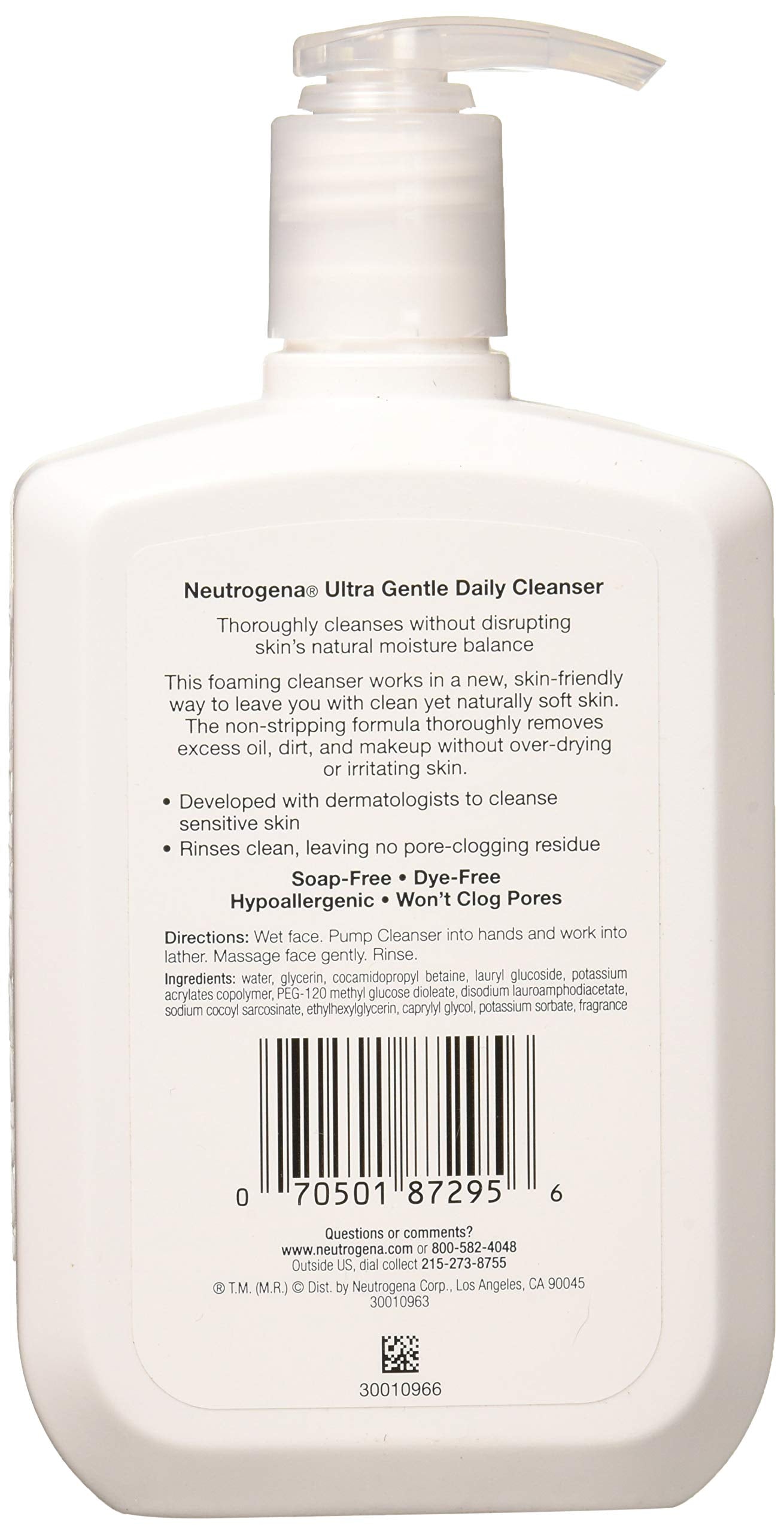 Neutrogena Ultra Gentle Daily Facial Cleanser for Sensitive Skin, Oil-Free, Soap-Free, Hypoallergenic & Non-Comedogenic Foaming Face Wash, 12 fl. oz Beauty & Personal Care Neutrogena