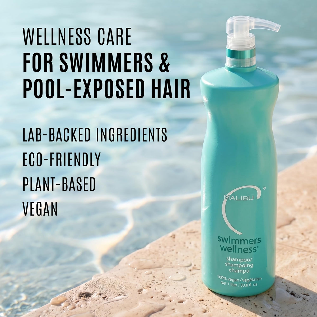 Malibu C Swimmers Wellness Clarifying Shampoo for Chlorine & Hair Build Up - Adults & Kids Swim Shampoo to Help Protect Against Pool Element Damage,