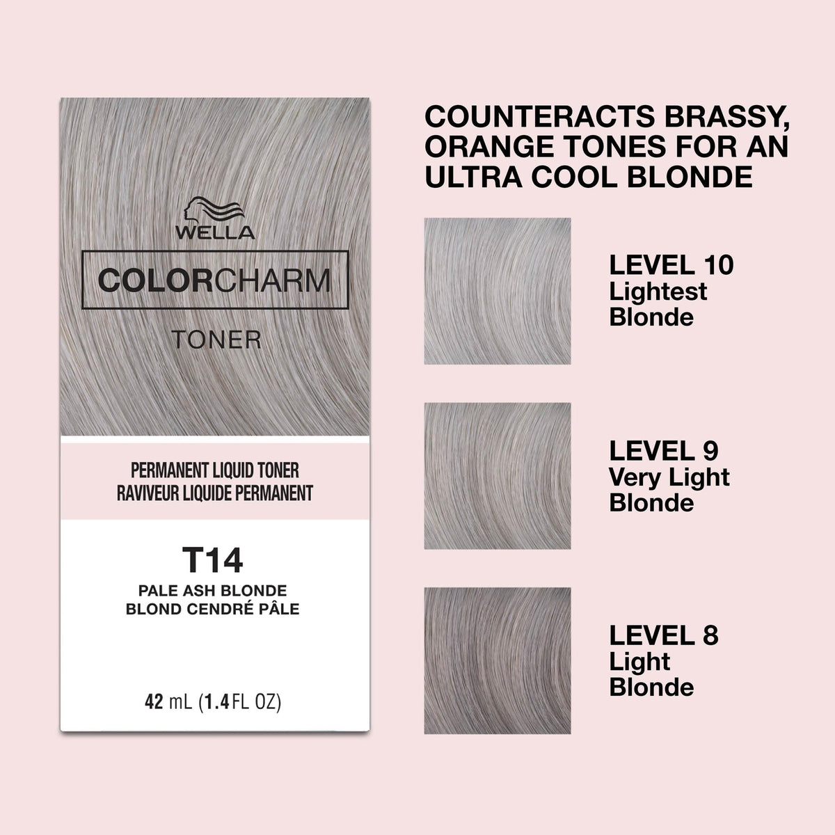 COLORCHARM Permanent Liquid Toners | Neutralize Brass | Free of Parabens | Vegan | T14 Pale Ash Blonde | 1.4 Fl Oz Beauty & Personal Care COLORCHARM
