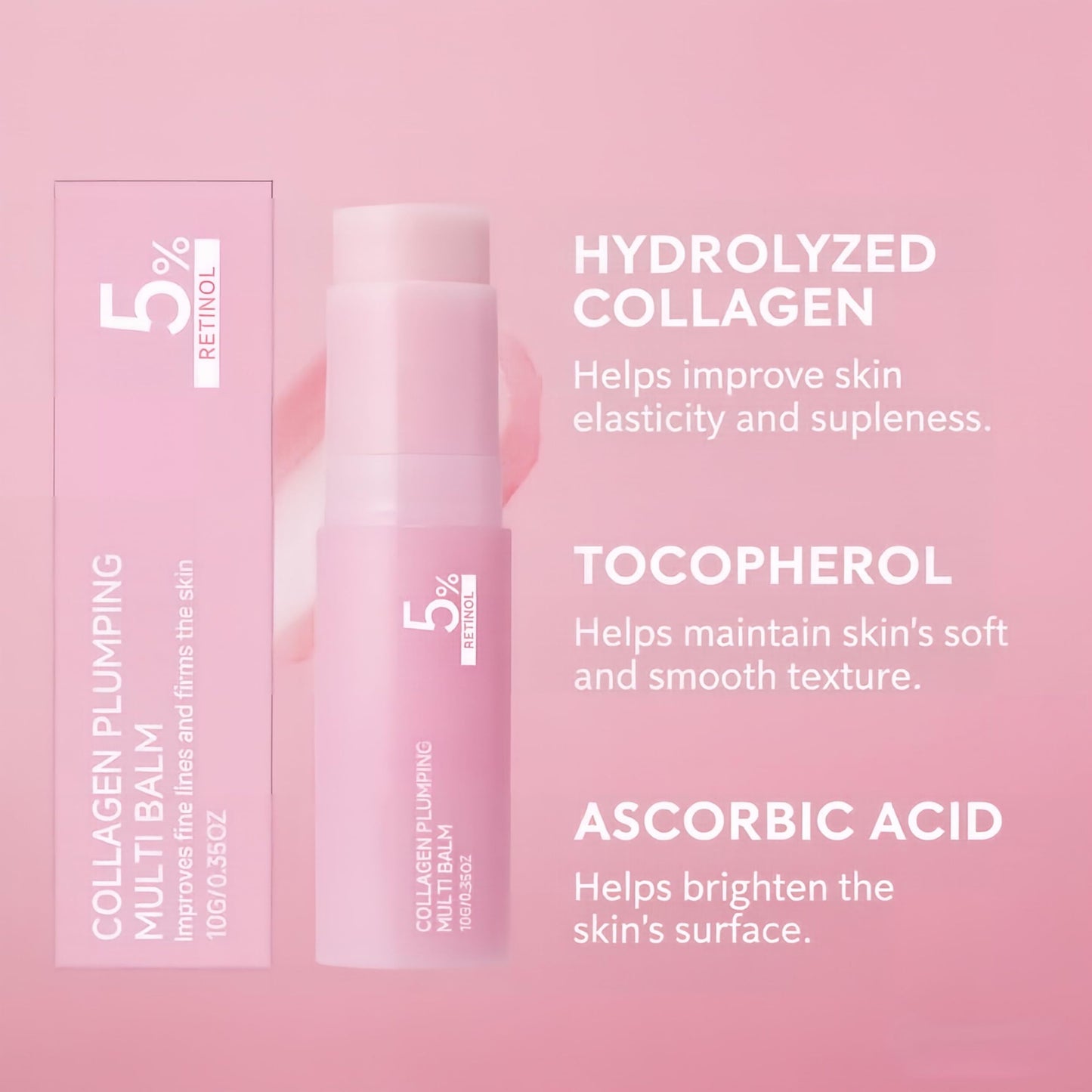 PDRN Pink Collagen Volume Multi Balm Stick, Korean Skin Care Multi-Use Anti-Aging Firming Stick, Anti-wrinkle, Deeply Nourishes for Smooth, Beauty and Personal Care gawysbm