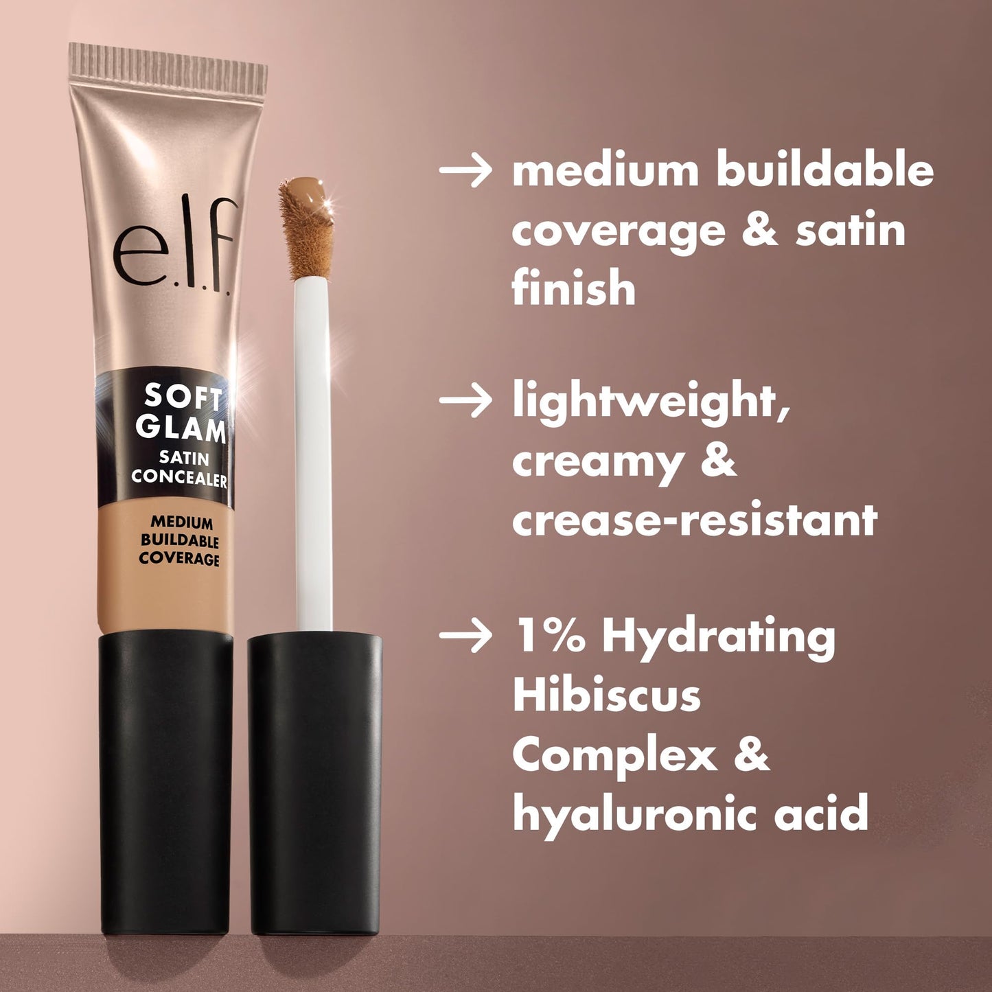 e.l.f. Soft Glam Satin Concealer, Medium Coverage For Blemishes & Under-Eye, Crease-Resistant, Long Lasting, Vegan & Cruelty-Free, 34 Medium Cool Beauty & Personal Care e.l.f.