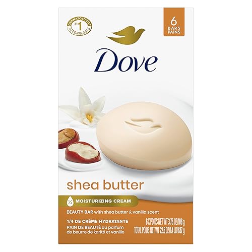 Dove Beauty Bar Soap Shea Butter, 6 Bars for Nourished, Radiant Skin, Enriches Skin 3.75 oz Beauty & Personal Care Dove