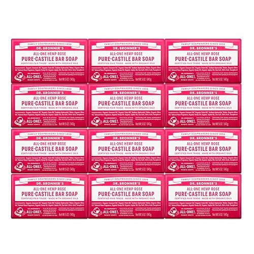 Dr. Bronner's - Pure-Castile Bar Soap - Rose, Made w/Organic Oils, For Face, Body & Hair, Gentle & Moisturizing, Smooth Lather, Biodegradable, Vegan Beauty & Personal Care Dr. Bronner's
