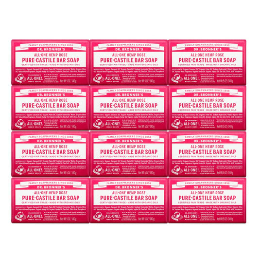 Dr. Bronner's - Pure-Castile Bar Soap - Rose, Made w/Organic Oils, For Face, Body & Hair, Gentle & Moisturizing, Smooth Lather, Biodegradable, Vegan Beauty & Personal Care Dr. Bronner's