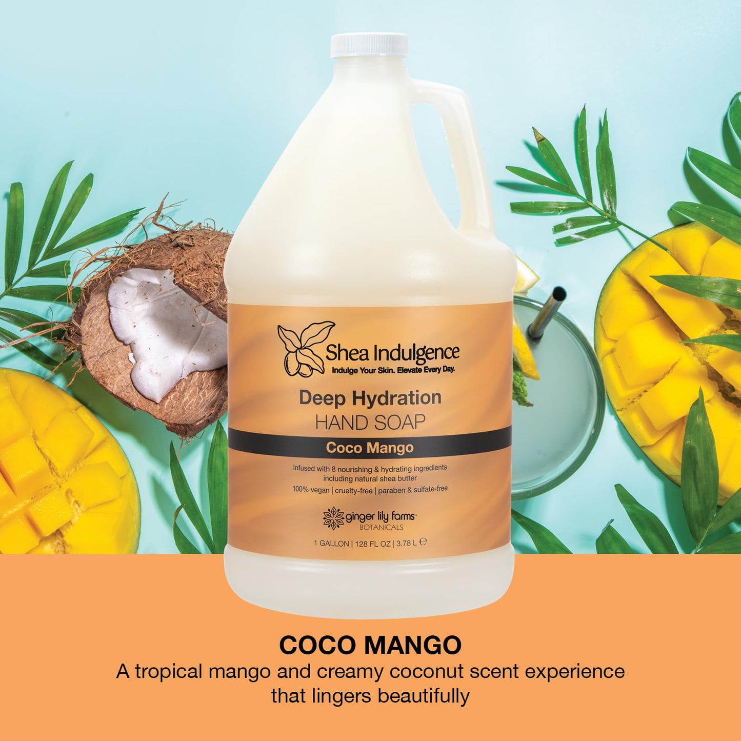 Ginger Lily Farms Botanicals Shea Indulgence Deep Hydration Liquid Hand Soap Refill, Coco Mango, 100% Vegan & Cruelty-Free, Coconut Mango Scent, 1 Beauty & Personal Care Ginger Lily Farms