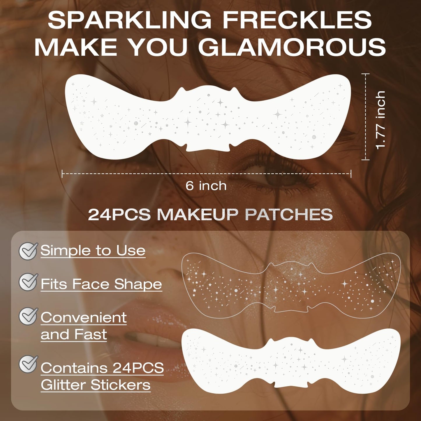 Leterly 24 Pcs Glitter Freckles Face Tattoo,Silver Face Glitter Makeup Patches Cute Sparkle Freckles Patches Waterproof Makeup Speckles for Face Beauty & Personal Care Leterly