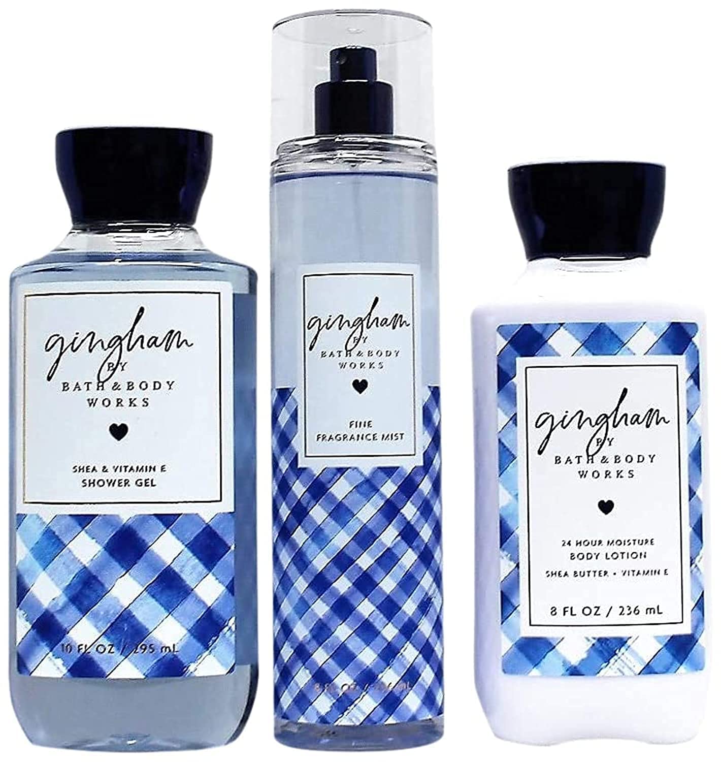 Gingham - The Daily Trio Gift Set Full Size - Shower Gel, Fine Fragrance Mist and Super Smooth Body Lotion - 2019 Beauty & Personal Care Bath & Body Works