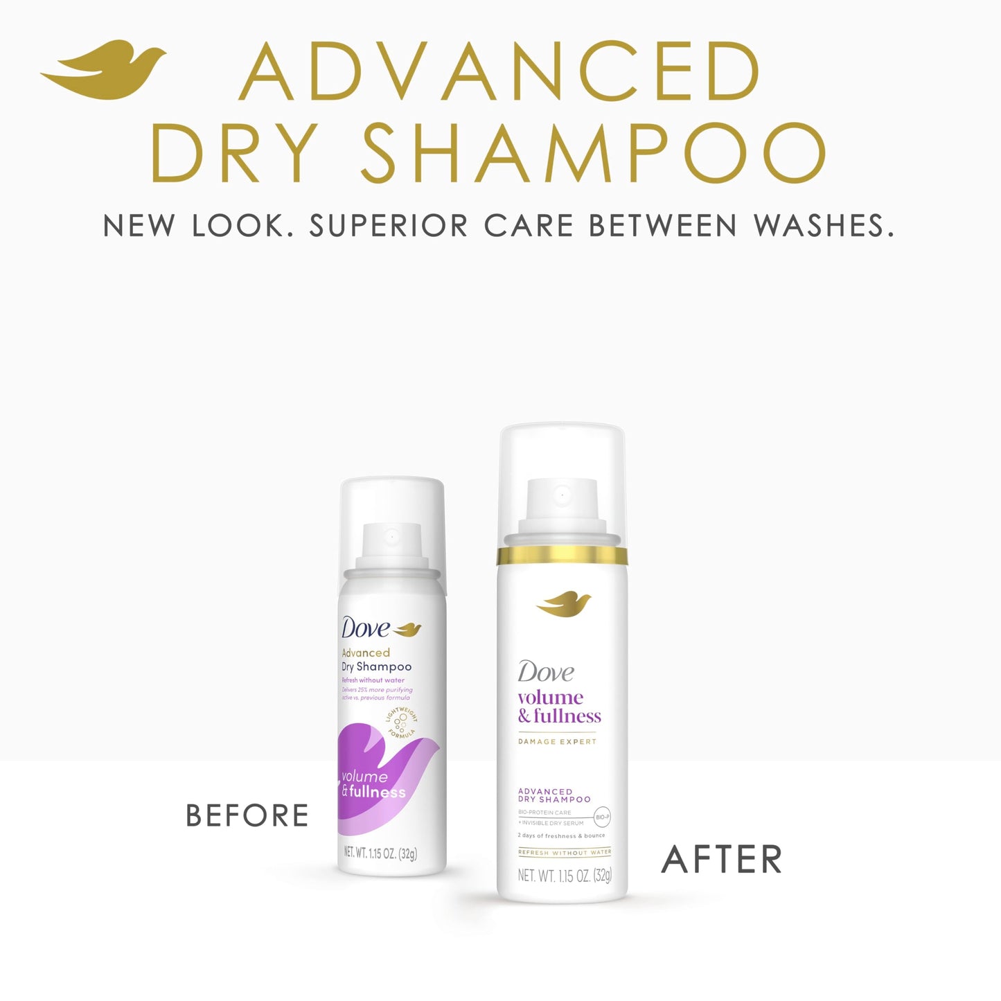 Dove Advanced Dry Shampoo Volume & Fullness Refresh & Revive Flat Hair Without Water for 2 Days of Freshness & Bounce 1.15 oz Beauty and Personal Care Dove