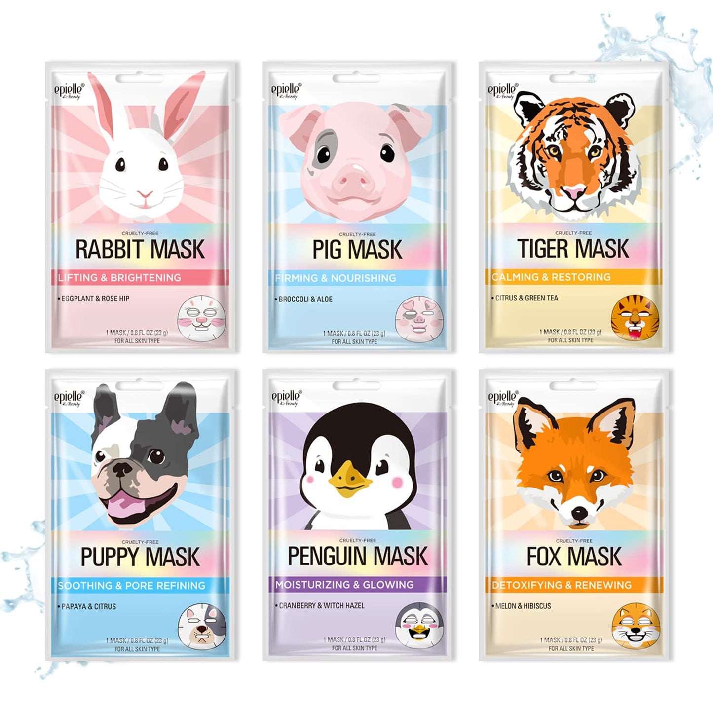 Epielle Character Face Mask Fuzzy Friends 6 Pack, Fun & Effective Korean Skin Care, Spa Party Favors, Stocking Stuffers, Birthday Gifts for Women Beauty & Personal Care Epielle