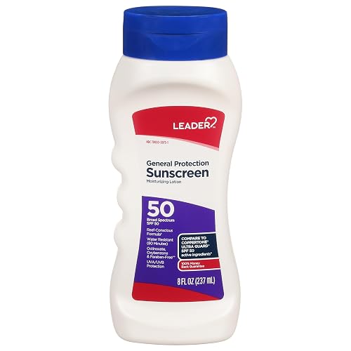 LEADER Sunscreen General Protection Moisturizing Lotion, Broad Spectrum, SPF 50, Water Resistant (80 mins), Reef Friendly Formula, Octinoxate Beauty & Personal Care Leader