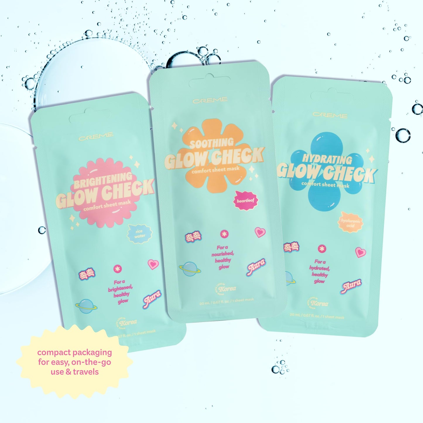 The Creme Shop Glow Check Comfort Sheet Mask 5 Pack, Facial Sheet Mask, Korean Skin Care, Hydrating, Brightening, Heartleaf Soothing Glow for Glass Beauty & Personal Care The Crème Shop