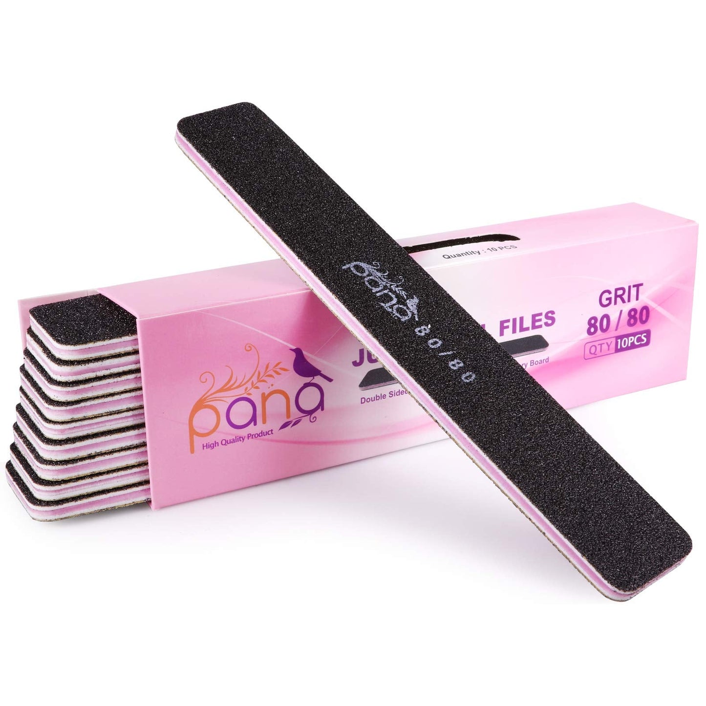 PANA Jumbo Double-Sided Emery Nail File for Manicure, Pedicure, Natural, and Acrylic Nails - Black (Grit 80/80) - 50 Piece Pack Beauty & Personal Care PANA