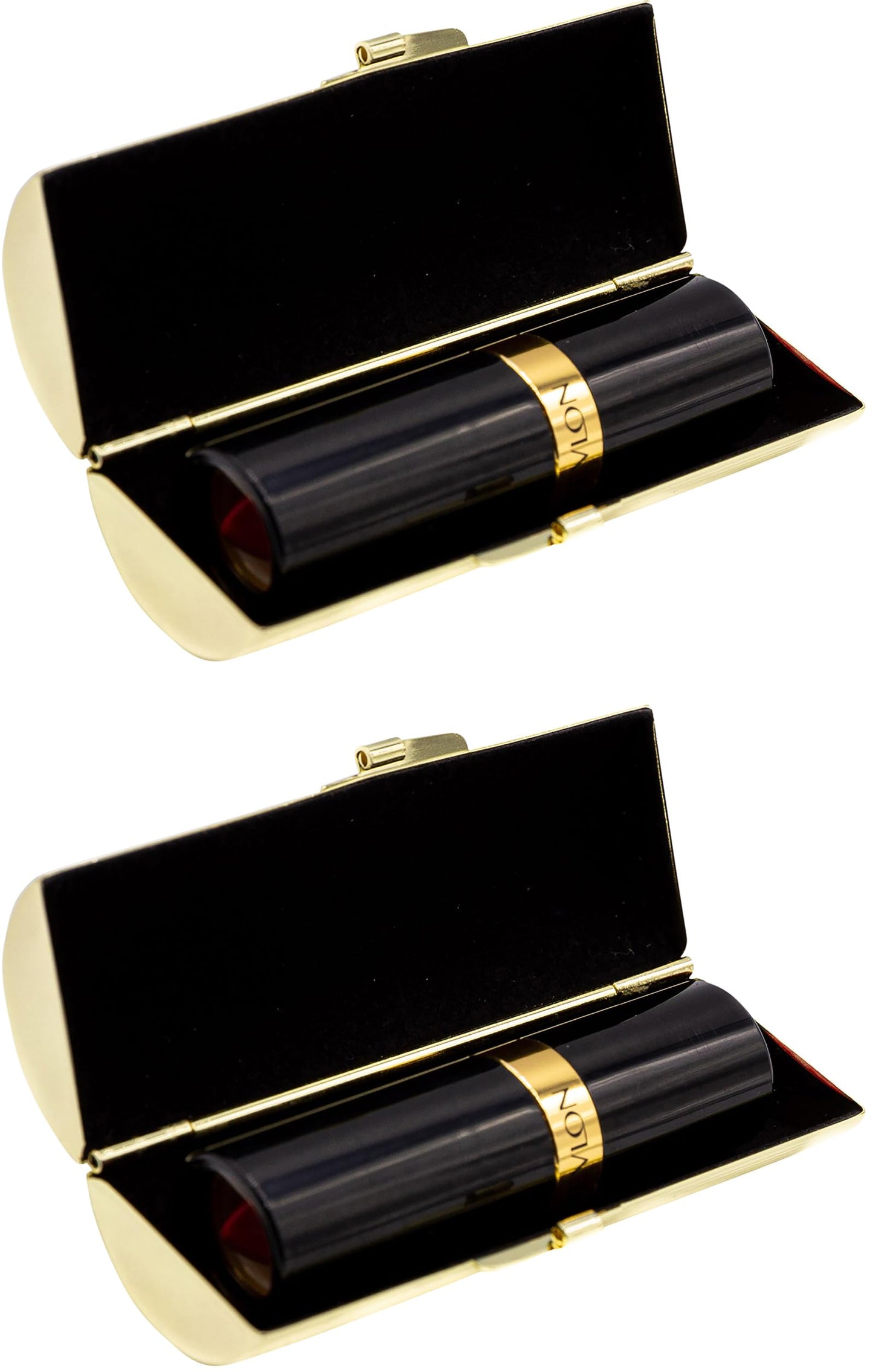 Stephanie Imports Set of 2 Capsule Shaped Lipstick Cases (Gold Ridges) Beauty & Personal Care Stephanie Imports