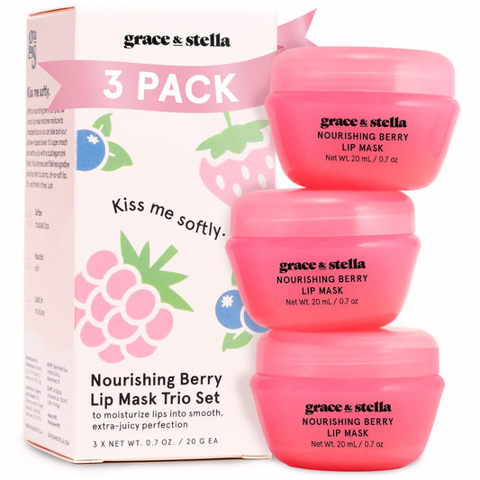 grace & stella Award Winning Lip Butter - Lip Balm Hydrating - Nourishing Lip Mask (3-pack) Airplane Travel Essentials, Beach Vacation and Purse Beauty and Personal Care grace & stella