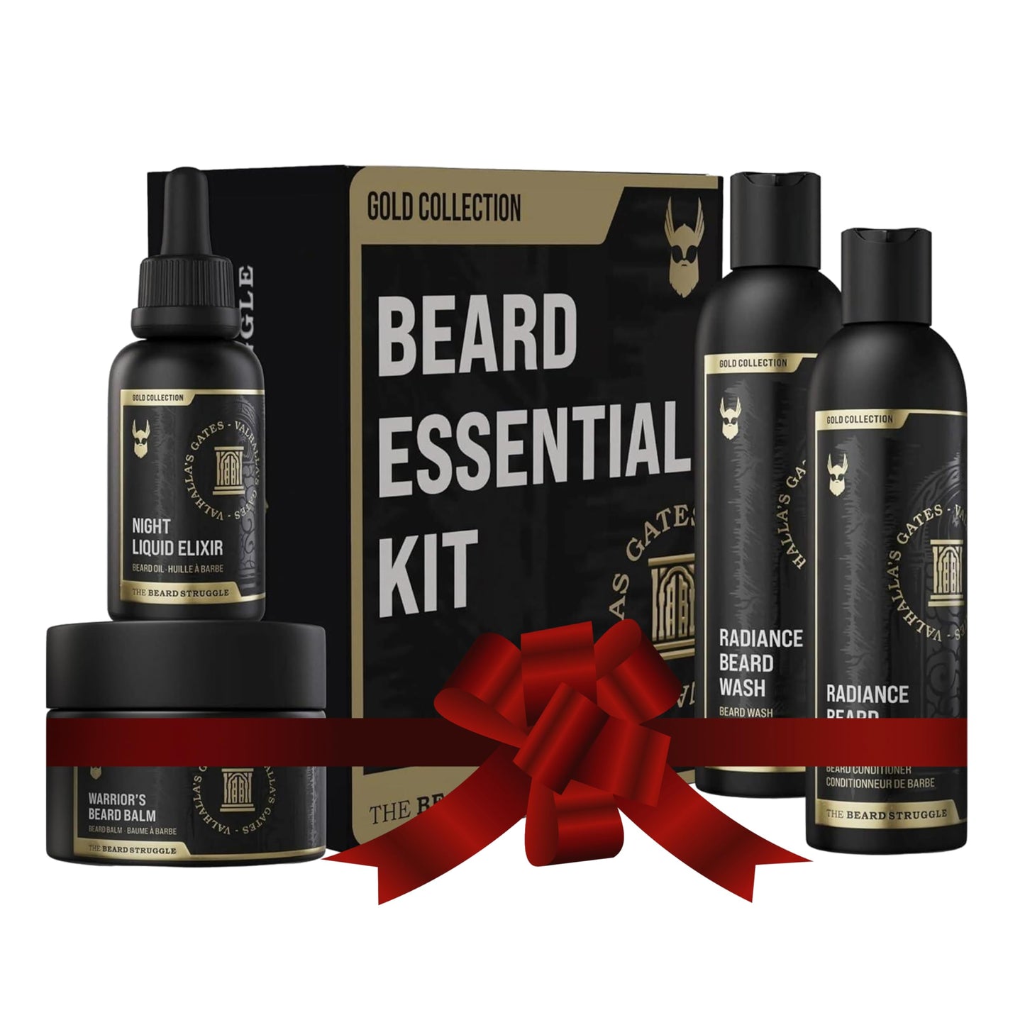 The Beard Struggle Men’s Beard Growth Kit - Includes Balm, Oil, Wash & Conditioner - Gold Collection, Valhalla’s Gates Beauty and Personal Care The Beard Struggle