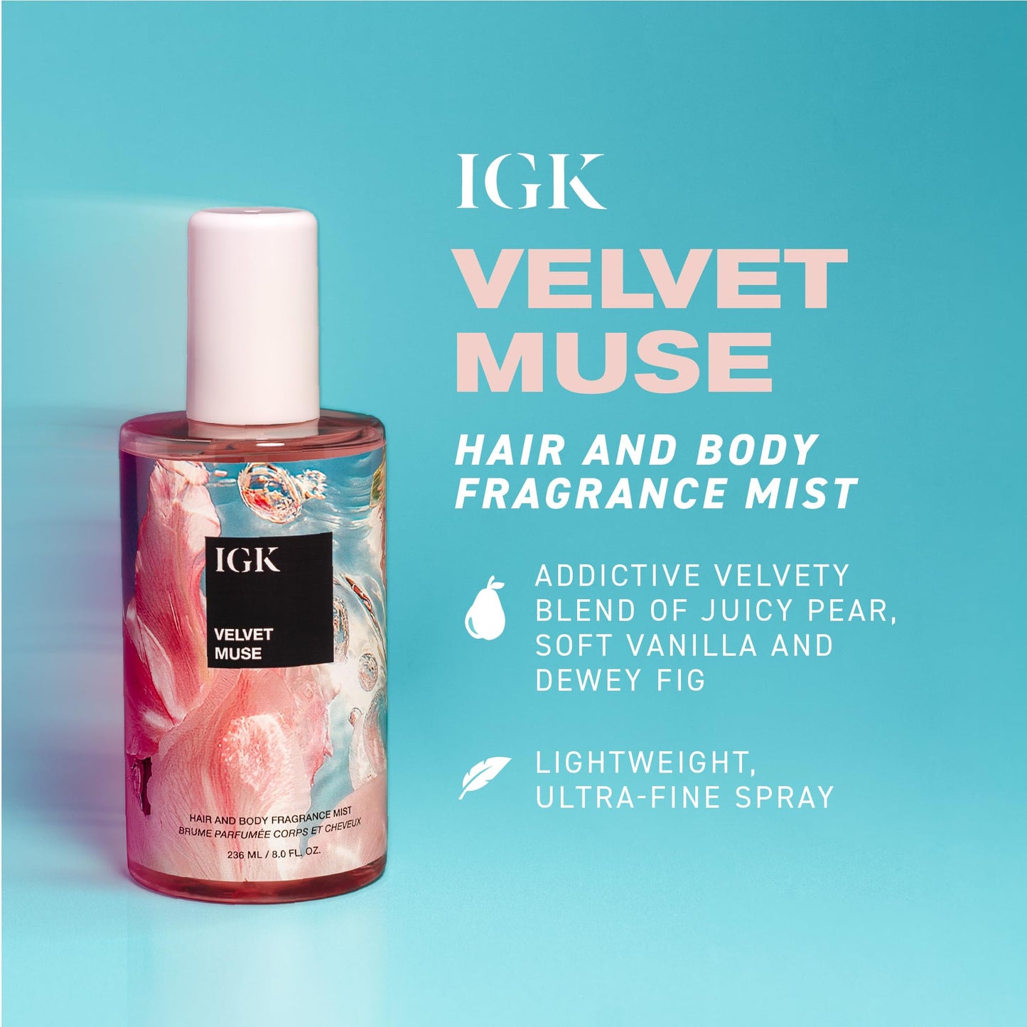 IGK Velvet Muse Hair and Body Fragrance Mist, 8 Fl Oz Beauty & Personal Care IGK