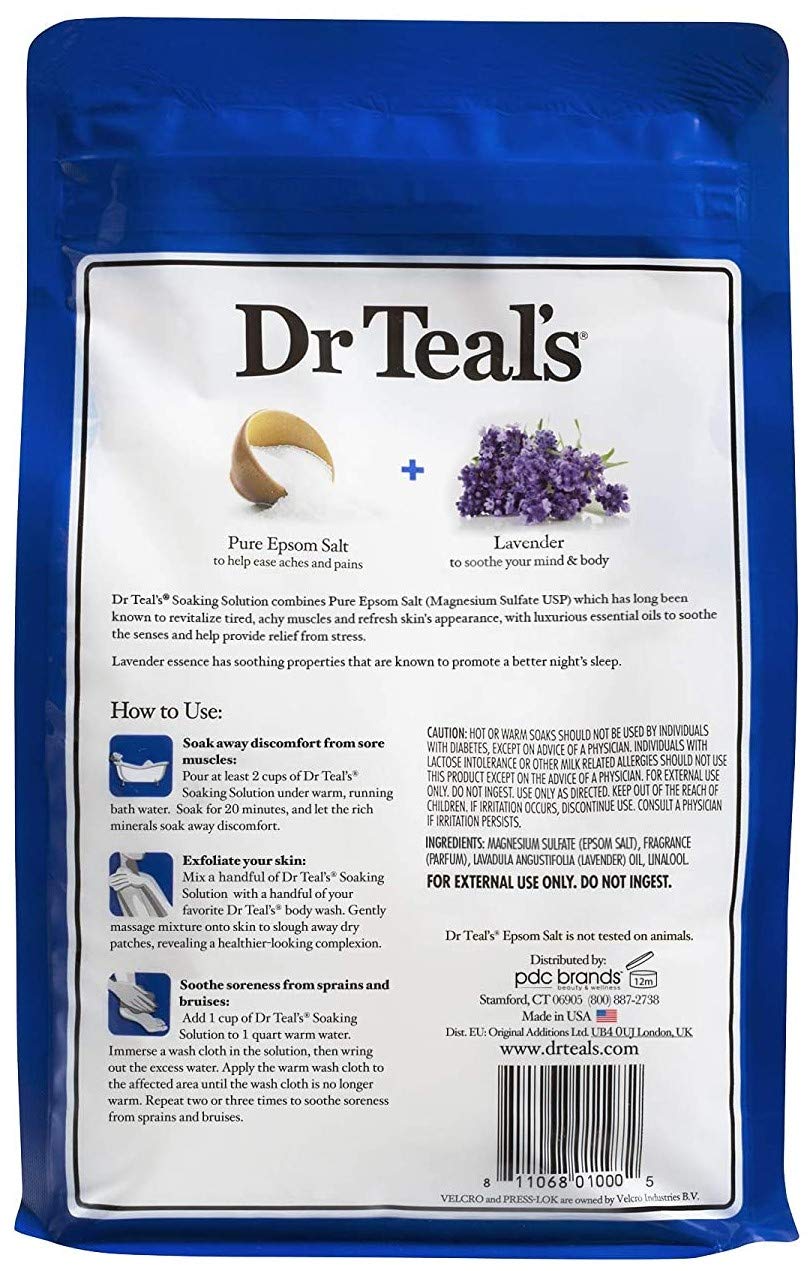 Dr. Teal's Pure Epsom Salt Recovery Soaking Solution Gift Set (2 Pack, 3lbs ea.) - Soothe & Sleep Lavender, Pre & Post Workout with Magnesium Sulfate Beauty and Personal Care Dr Teal's