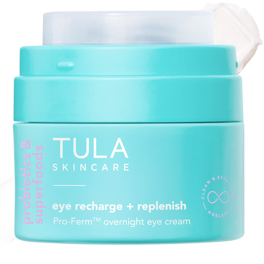 TULA Skin Care Eye Recharge + Replenish - Pro-Ferm Overnight Eye Cream with Retinal, Protects & Intensely Hydrates, Minimizes the look of Fine Lines Beauty & Personal Care TULA