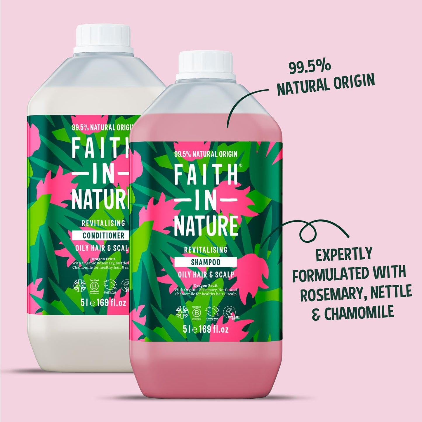 Faith In Nature Natural Shampoo & Conditioner Set - Vegan & Cruelty Free, No SLS or Parabens - 2 x 169 fl oz Value Bundle Pack, Dragon Fruit Beauty & Personal Care FAITH IN NATURE