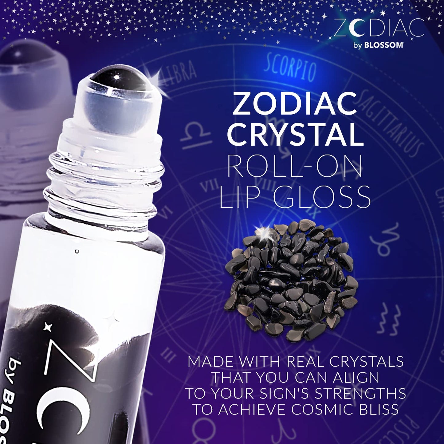 Blossom Lip Gloss Zodiac Sign Vanilla Scented Roll-On Lip Gloss, Moisturizing + Hydrating with Zodiac Crystals, Made in USA, 0.20oz, Scorpio Beauty & Personal Care Blossom