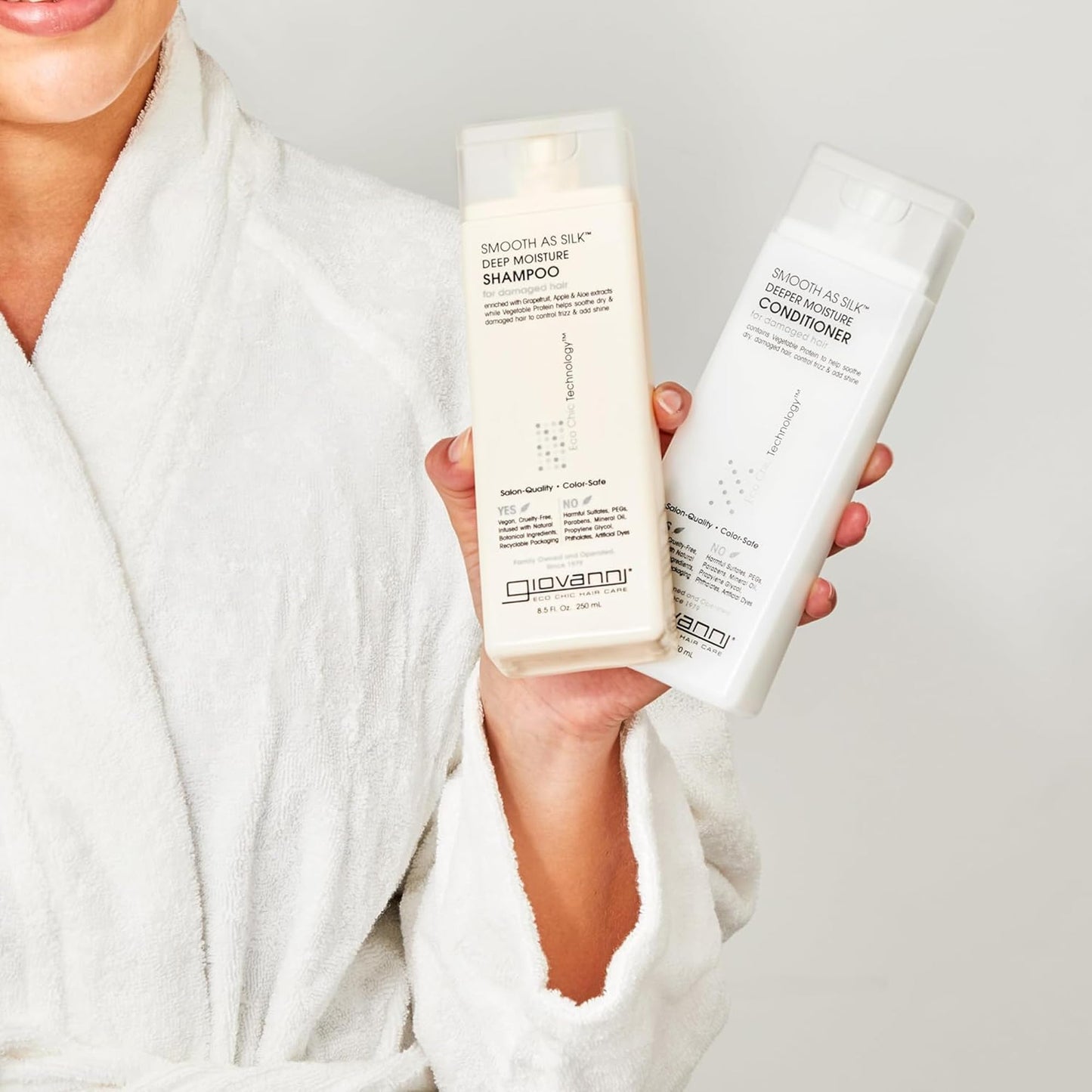 GIOVANNI Eco Chic Smooth as Silk Deep Moisture Shampoo & Conditioner Set - Aloe Extract, Calms Frizz, Detangles, Lauryl & Laureth Sulfate Free Beauty & Personal Care GIOVANNI