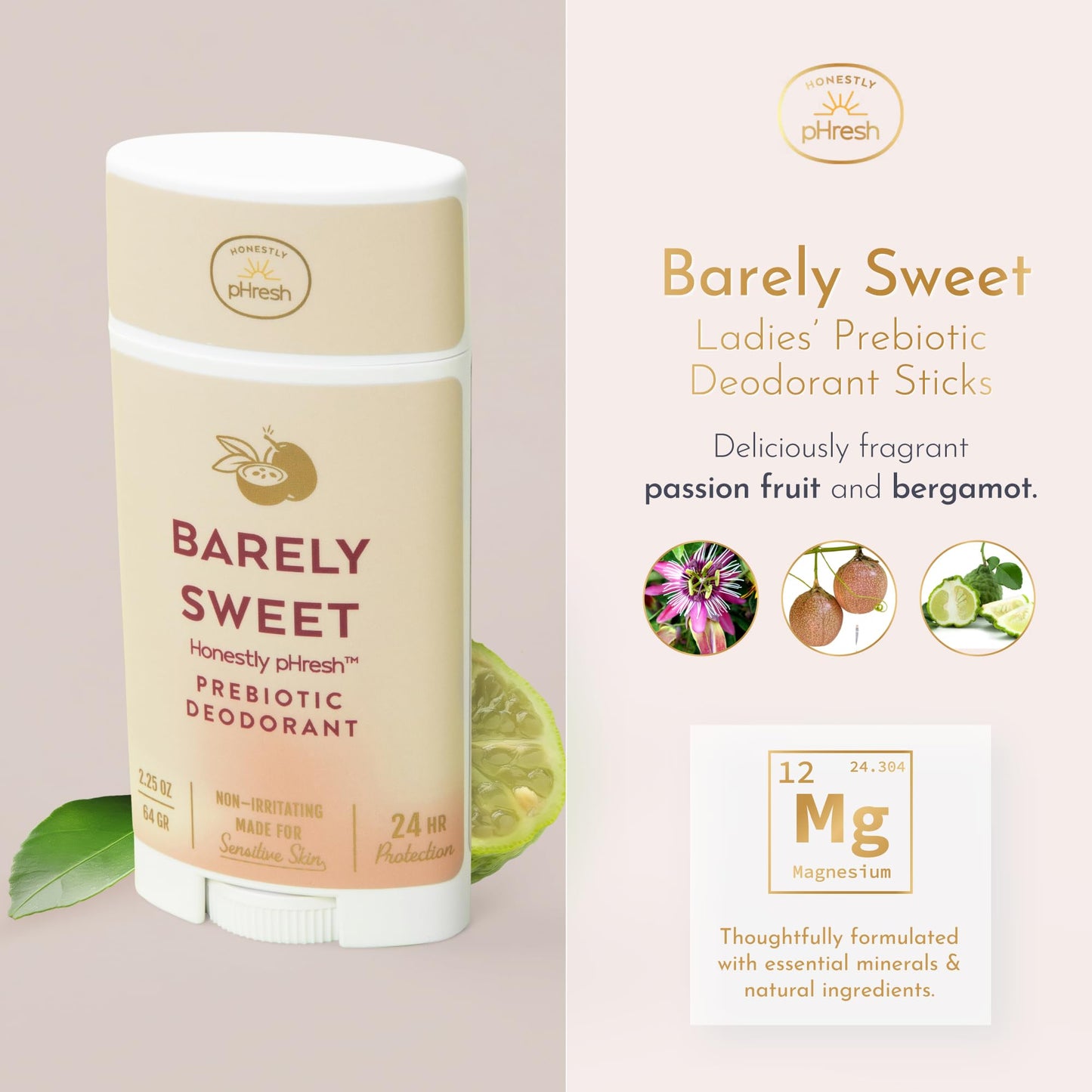 Honestly pHresh Prebiotic Natural Deodorant for Women - Aluminum & Baking Soda Free with 24 Hour Odor Protection. Clean Vegan Deodorant for Sensitive Beauty and Personal Care Honestly pHresh