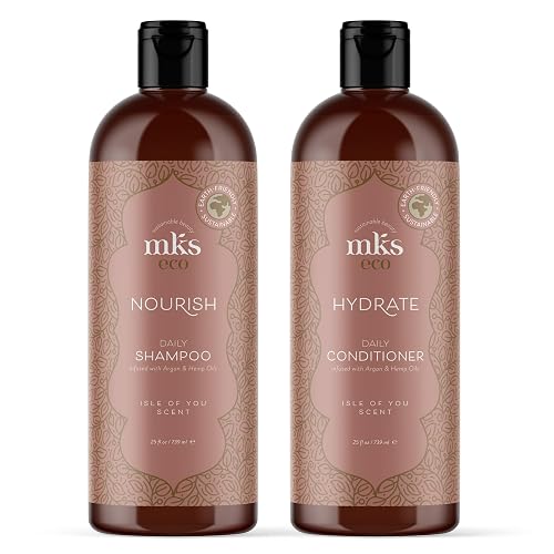 Earthly Body MKS eco Nourish Shampoo, Isle of You (25 fl oz) + MKS eco Hydrate Conditioner, Isle of You (25 fl oz) - Moroccan Argan Oil, Hemp Seed Oil Beauty & Personal Care Earthly Body
