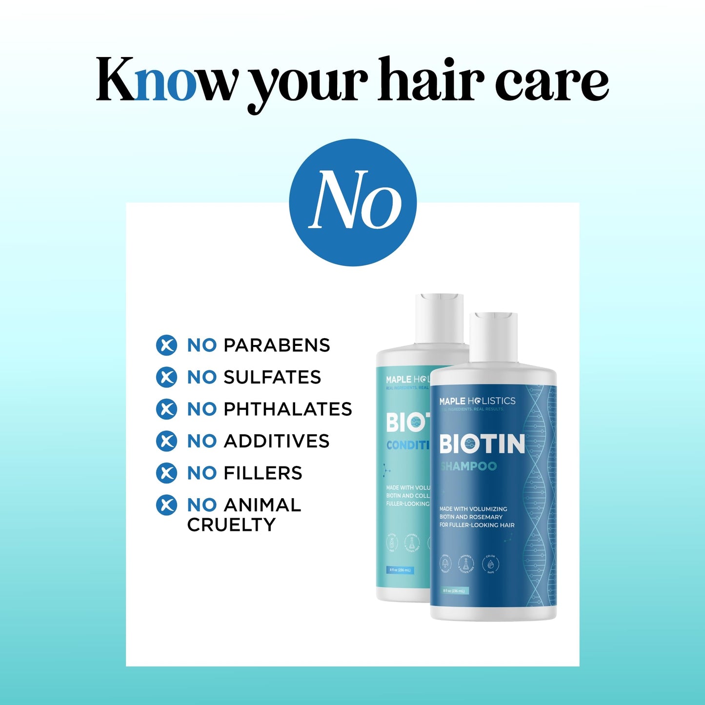 Rosemary Biotin Shampoo and Conditioner Set - Volumizing Shampoo and Conditioner for Thinning Hair for Women & Men with Nourishing B Vitamins Beauty & Personal Care Maple Holistics