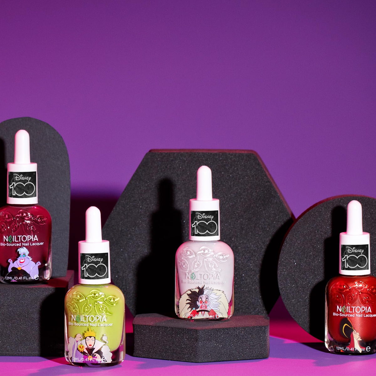 Nailtopia Bio-Sourced Chip Free Nail Lacquer Disney Collection, Cruella, 0.41 oz - All Natural - Vegan - Strengthening - Quick-Dry - Long Lasting