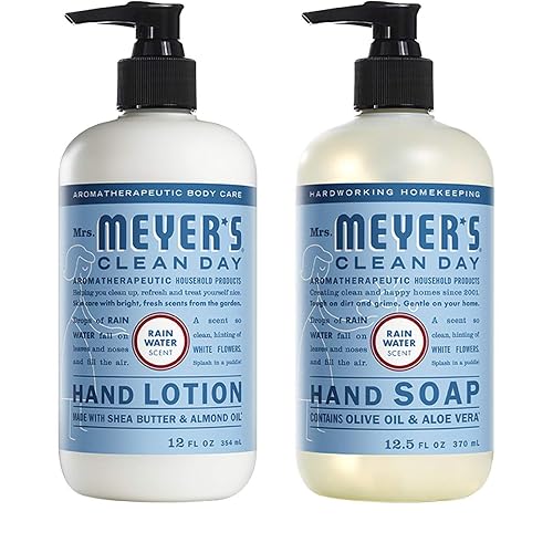 Mrs. Meyers Clean Day, 1 Pack Liquid Hand Soap 12.5 OZ, 1 Pack Hand Lotion 12 OZ, Rainwater, 2-Packs Beauty & Personal Care Lovely Annie