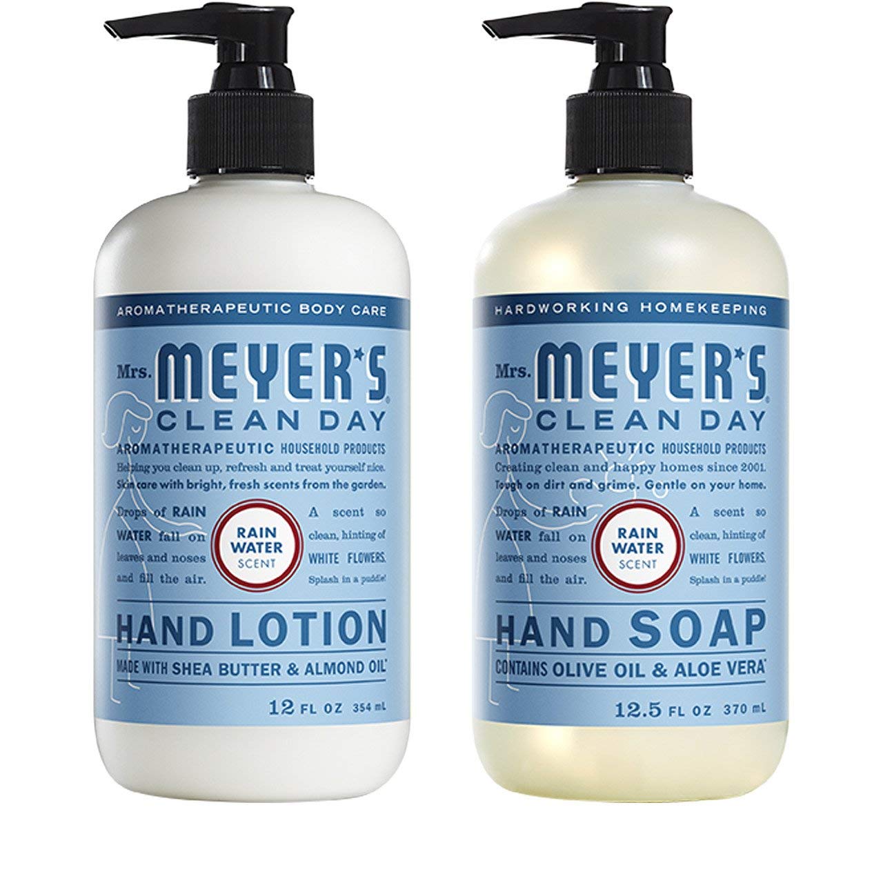 Mrs. Meyers Clean Day, 1 Pack Liquid Hand Soap 12.5 OZ, 1 Pack Hand Lotion 12 OZ, Rainwater, 2-Packs Beauty & Personal Care Lovely Annie
