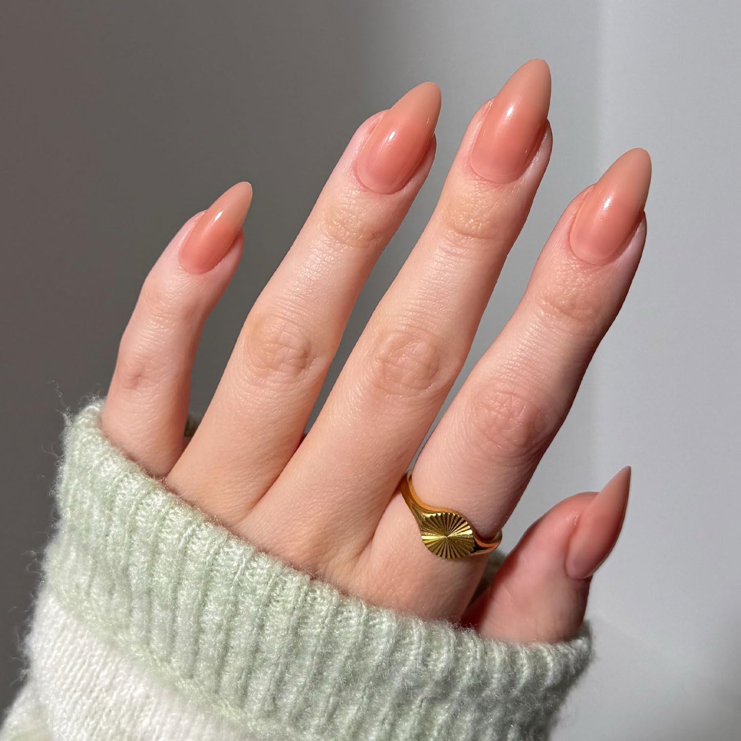 Glamnetic Press On Nails - Sheer Peach | Medium Almond Fake Nails, Sheer Peach Pink Neutral, Salon Quality | 15 Sizes - 30 Nail Kit Wtih Glue Beauty and Personal Care Glamnetic Default Title