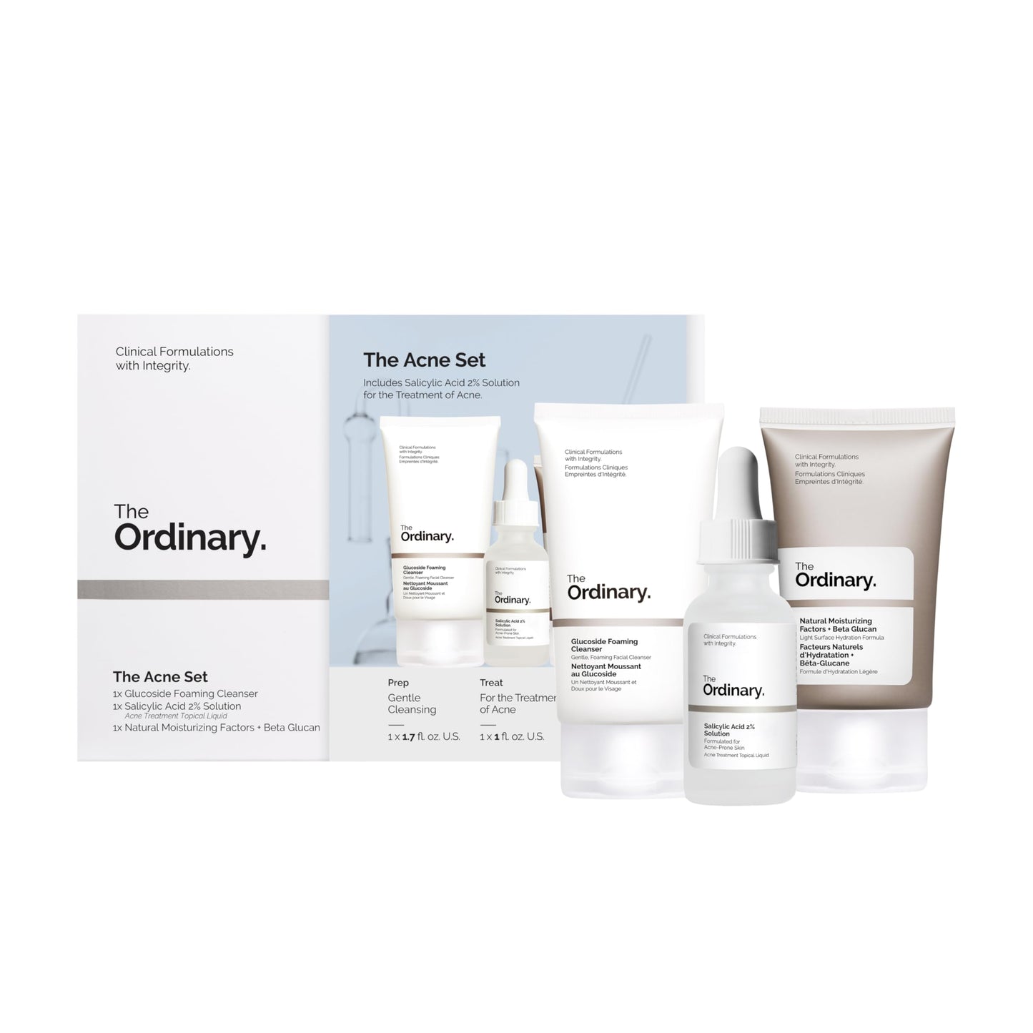 The Ordinary The Acne Set, 3-Step Skin Regimen with Glucoside Foaming Cleanser, Salicylic Acid 2% Solution, and Natural Moisturizing Factors + Beta Beauty and Personal Care The Ordinary