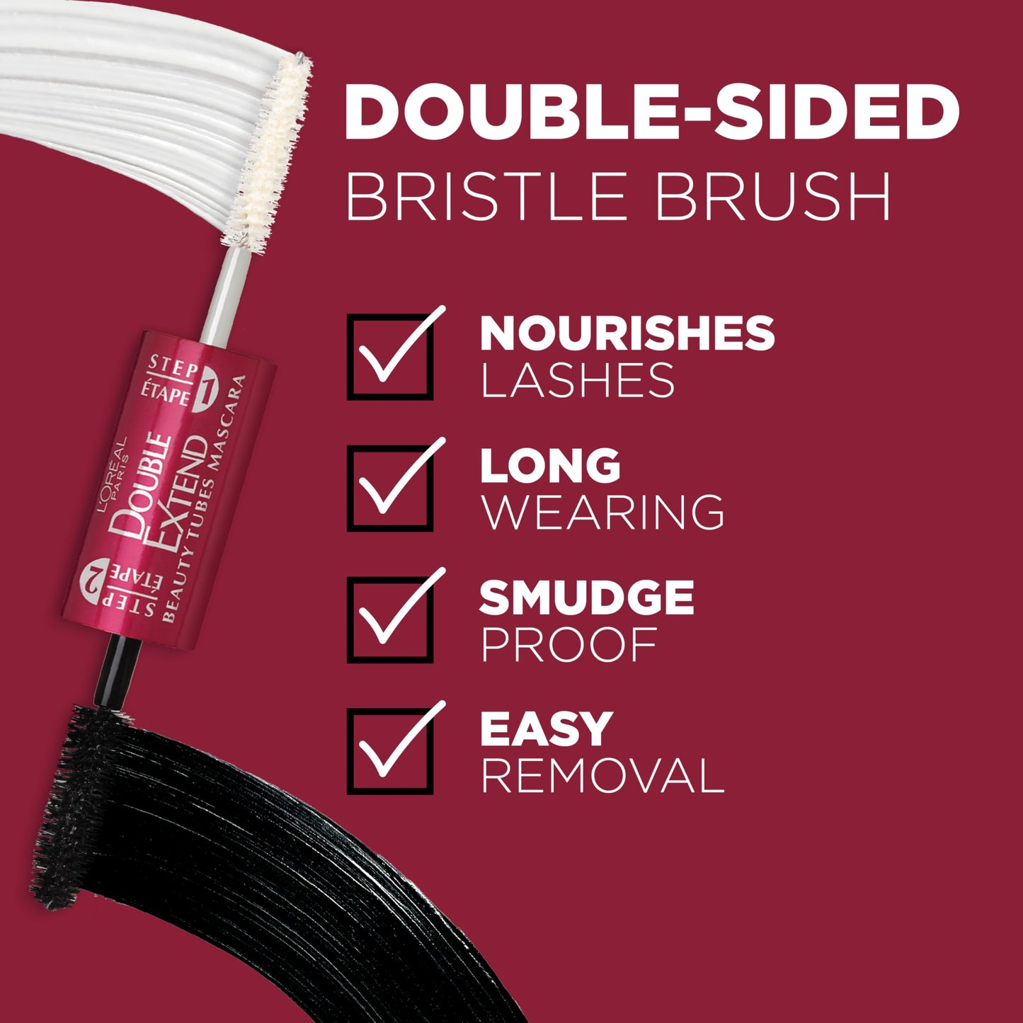 L'Oreal Paris Makeup Double Extend Tubing Mascara, Lengthening 2 Step Mascara, Smudgeproof, Black, Pack of 2 Beauty & Personal Care L'Oreal Paris