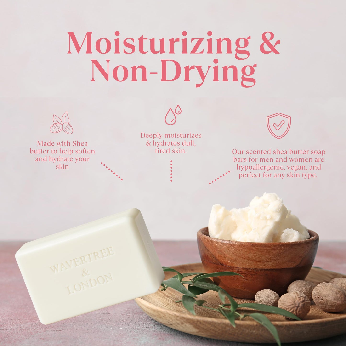 Wavertree & London Marakech Rose Scented Natural Soap Bars (2 Bars), 7oz Moisturizing French Triple Milled Soap enriched with shea butter - Plant Oil Beauty & Personal Care Wavertree & London