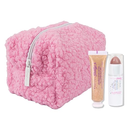 Petite N Pretty Glitter Makeup Set - Shimmering for Eyes, Cheeks, and Body - Glow Up Stick & All-Over Glitter in Pink Sherpa Bag for Kids, Teens Beauty & Personal Care Petite 'N Pretty