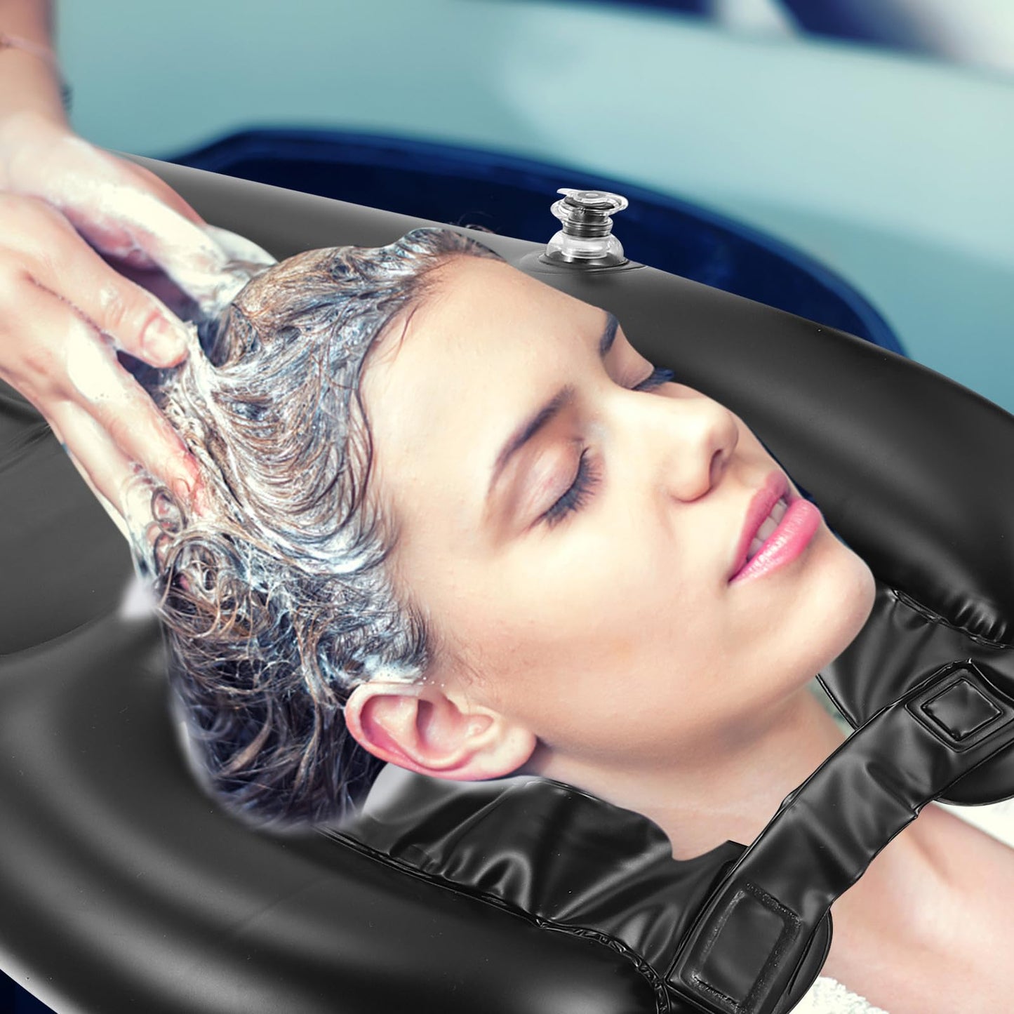 JHKNNK Inflatable Shampoo Neck Rest Hair Washing Basin Blow Up Shampoo Cushion Portable PVC Tub Pillow for Bath Spa Elder Beauty and Personal Care JHKNNK