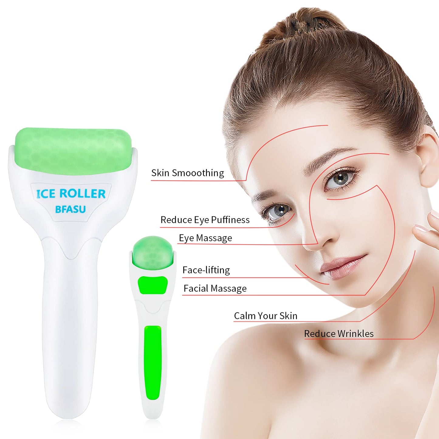 BFASU Ice Roller, Face Roller 2 PCS, Massage Tools with Mini Roller for Eye, Face and Body, Relax and Alleviate Puffiness Fine Lines Minor Pain Beauty & Personal Care BFASU