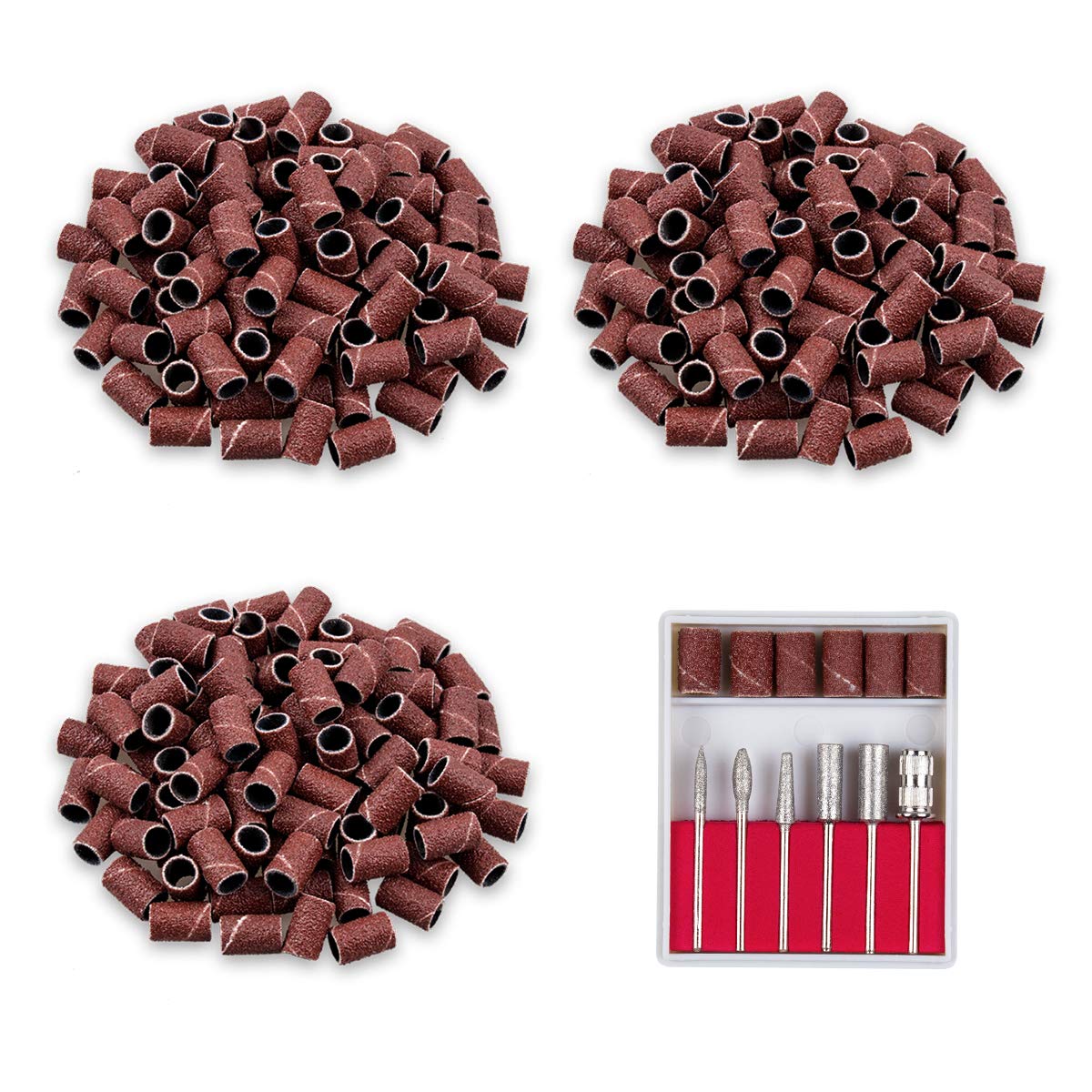 Subay Professional Nail Art Drill Bits Set 6PCS 3/32inch, Sanding Bands 300PCS #80#120#180 for Acrylic, Gel Nails, Dip Powder Nails and Manicure Beauty & Personal Care SUBAY