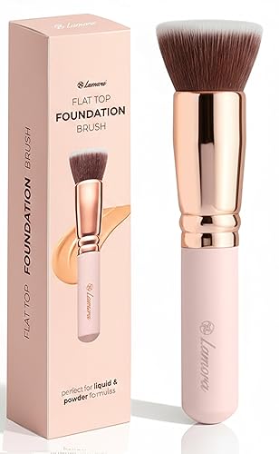 Lamora Makeup Brush Foundation Kabuki - Flat Top Face Brush for Liquid, Cream, and Powder Cosmetics - Full Coverage Blending, Buffing, Stippling Beauty & Personal Care Lamora