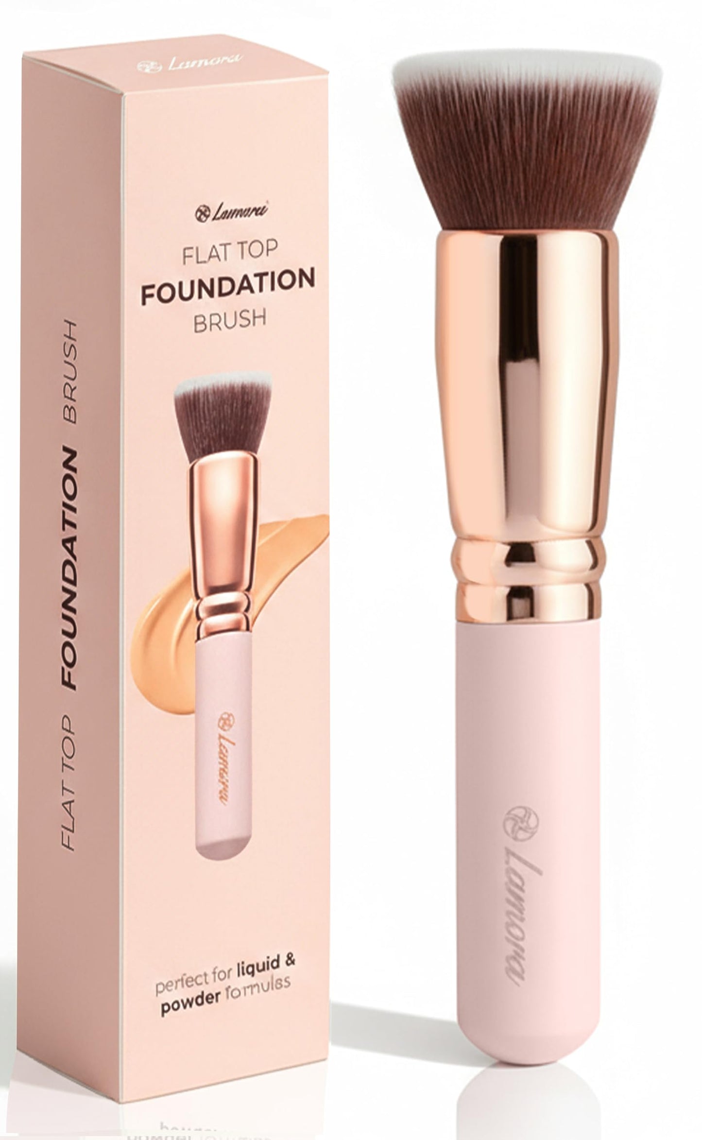 Lamora Makeup Brush Foundation Kabuki - Flat Top Face Brush for Liquid, Cream, and Powder Cosmetics - Full Coverage Blending, Buffing, Stippling Beauty & Personal Care Lamora