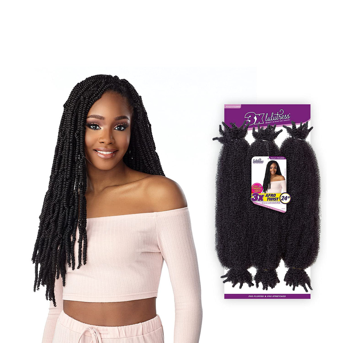 Sensationnel Lulutress Crochet Braiding Hair-3X Afro Twist 24in,4 MEDBROWN