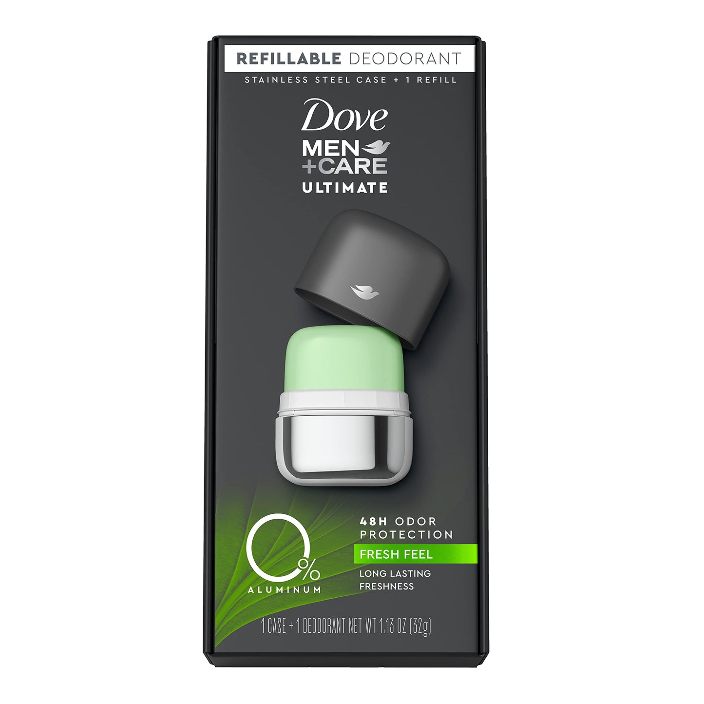 Dove Men+Care Refillable Deodorant Kit 0 percent Aluminum Fresh Feel Aluminum Free Deodorant 1.13 oz Beauty and Personal Care DOVE MEN + CARE